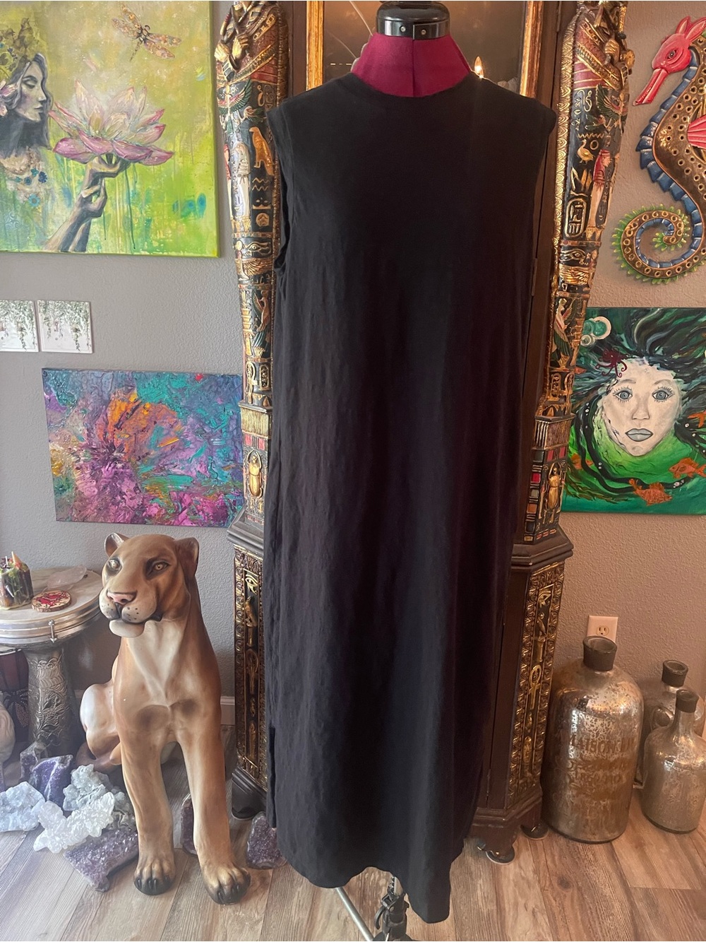 Universal Thread Black Sleeveless Maxi Shift Dress